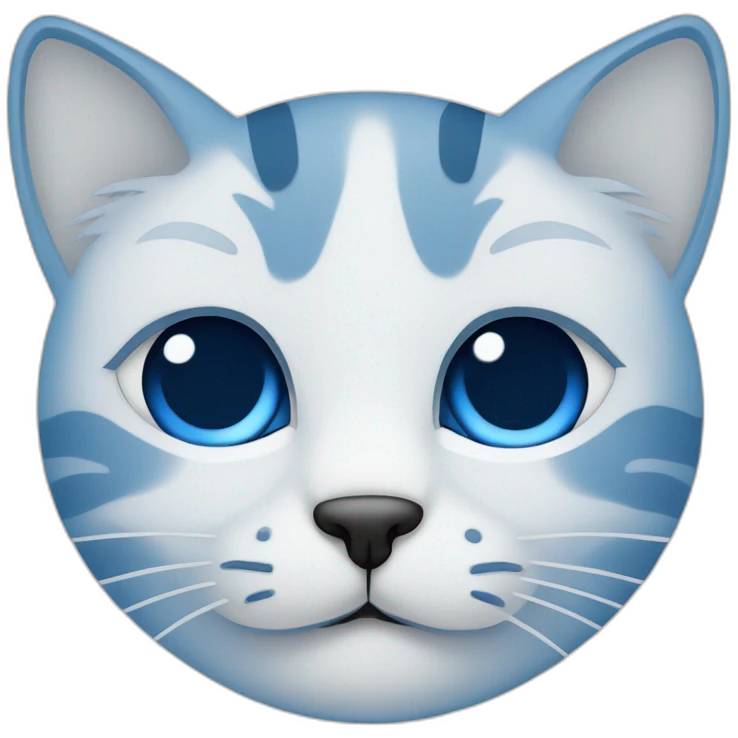 Blue simplistic sketch of a cute cat face emoji