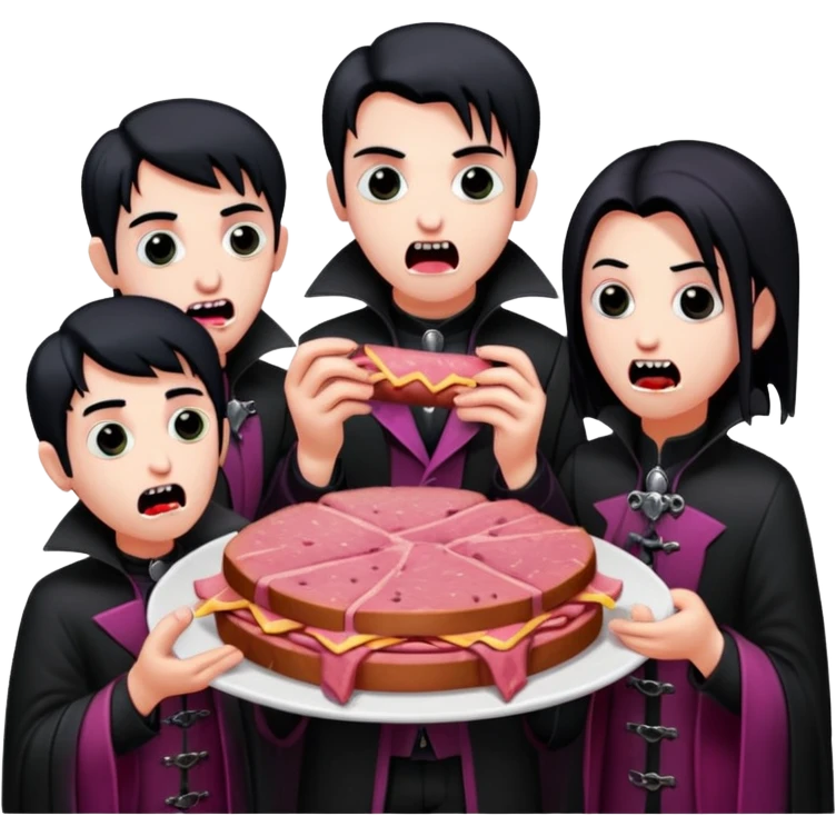 goth vampires eating a SPAM meat dinner emoji