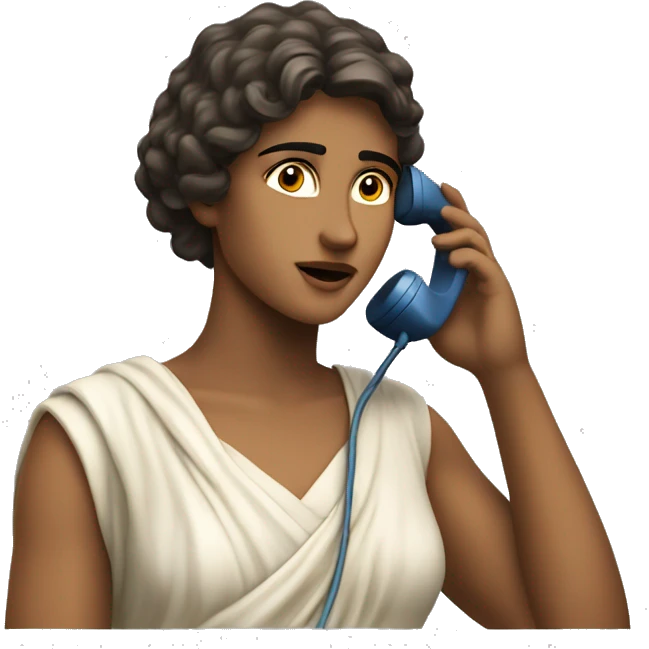 Hypatia of Alexandria on the phone giving advice facing forward to right emoji