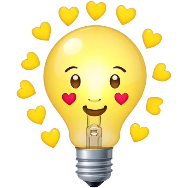 a yellowish lightbulb with hearts over  emoji