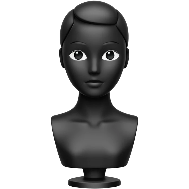 Minimalistic flat vector icon, iOS style, thin black contour on white background. Matte black mannequin in front of in 3D monochrome style. emoji