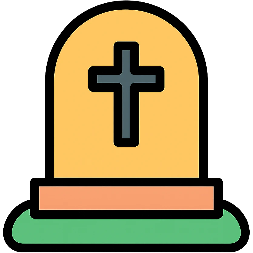 color outline icon of a grave emoji