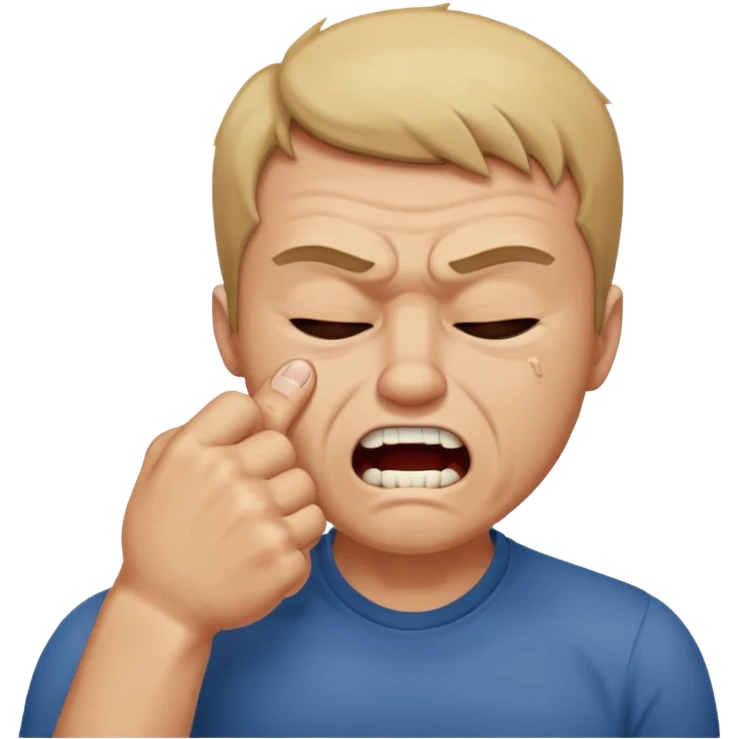 Guy biting his fist with teeth and squeezing his eyes shut  emoji