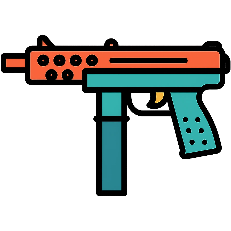 detailed Tec-9 semi-automatic pistol, neutral background, icon style emoji