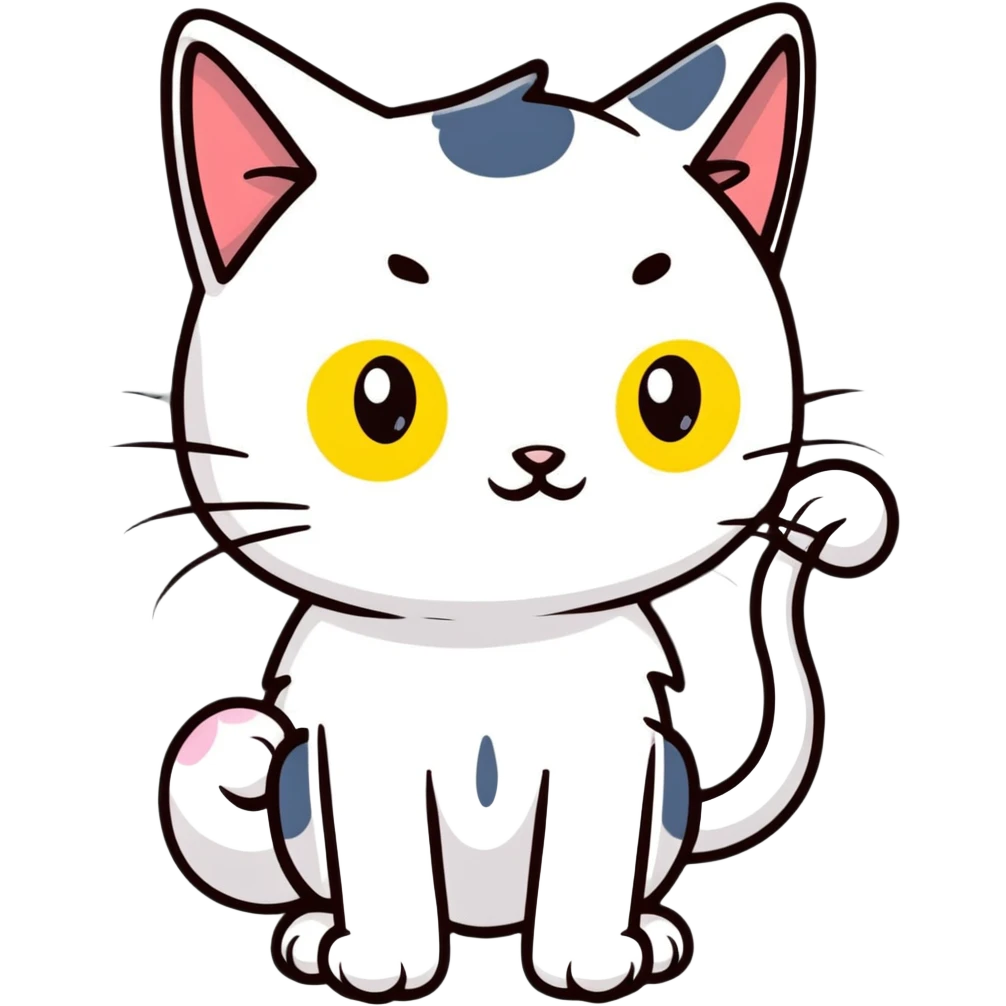 White cat with yellow eyes emoji