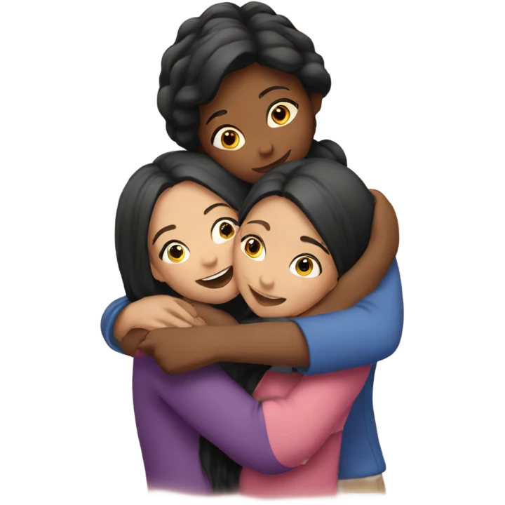 Three girls hugging emoji
