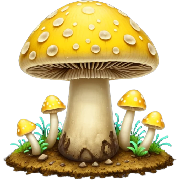 yellow glowing magic mushroom with dirt emoji