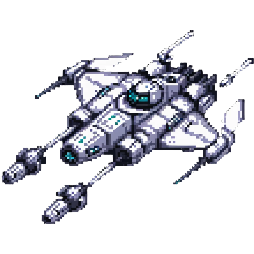 battle-worn space cruiser with weapon turrets emoji