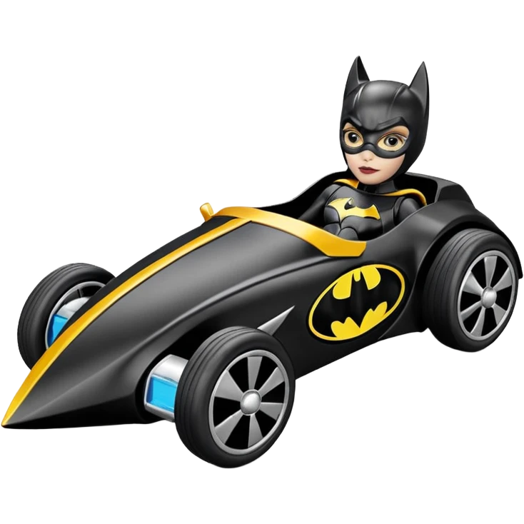Hot wheels racing cartoons BatGirl’s 1932 stealth retro cat burglar sporty futuristic pursuit mobile cruiser car (reclined seating position) emoji