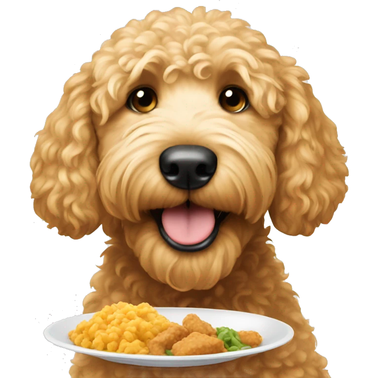Golden doodle eating his food emoji