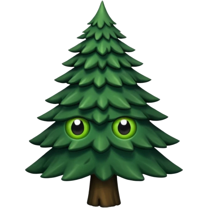 sapin avec deux gros yeux noirs emoji