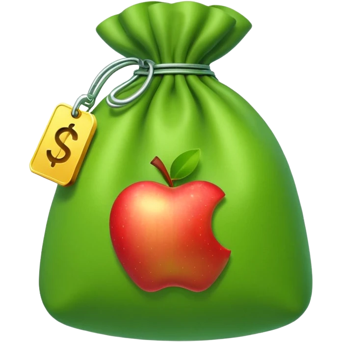 money bag with visible CZK label, Apple emoji style, simple colorful, slight 3D effect emoji