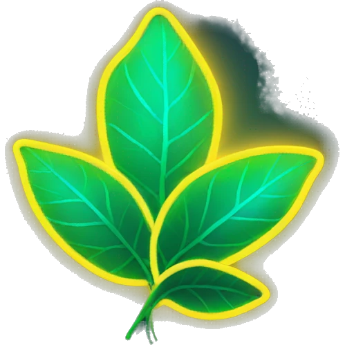 Leaves glowing neon emoji
