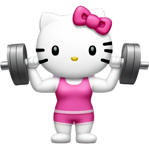 Hello kitty lifting weights  emoji