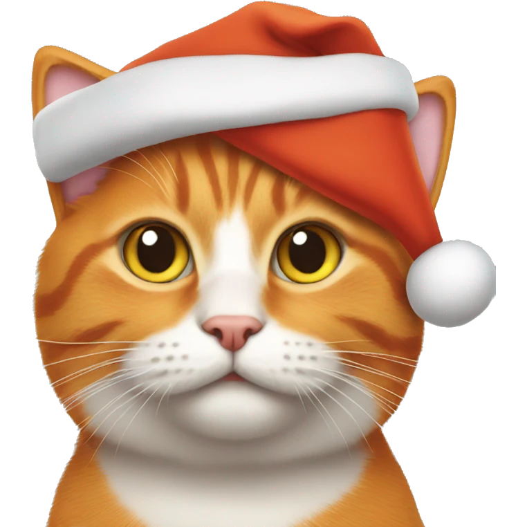 Orange cat wearing a Santa hat emoji