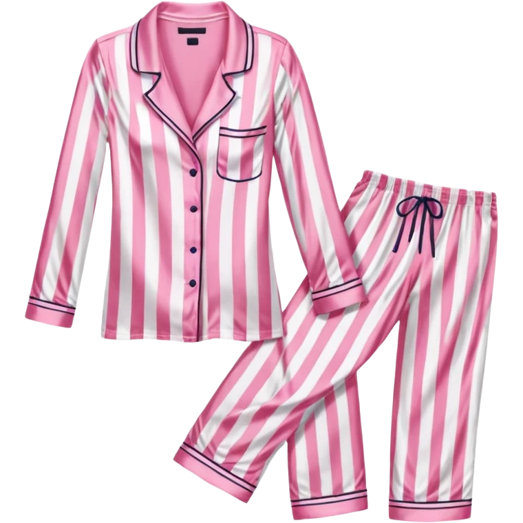 Striped pink and white silk Victoria’s Secret pajama set emoji