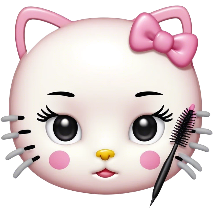  hello Kitty SANRIO holding an eyelash mascara spoolie emoji