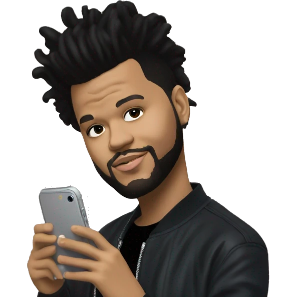 The weeknd posing taking selfie with iphone emoji