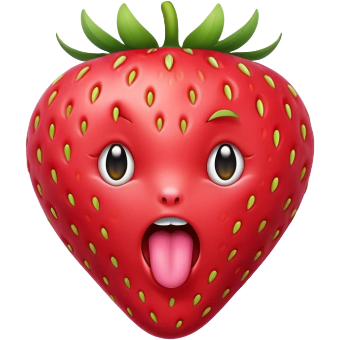 strawberry with its tongue out emoji