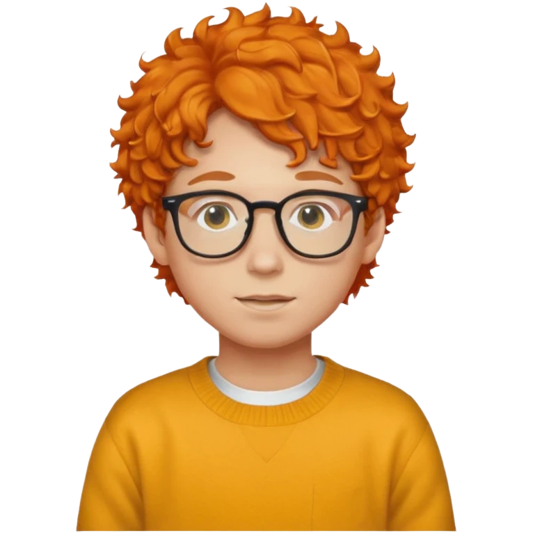 teen nerd orange hair boy curly orange hair wearing white shirt inside a yellow sweater with glasses  emoji