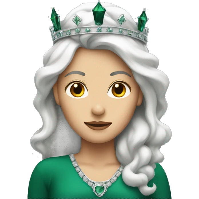 A dark emerald white woman with a crown  emoji
