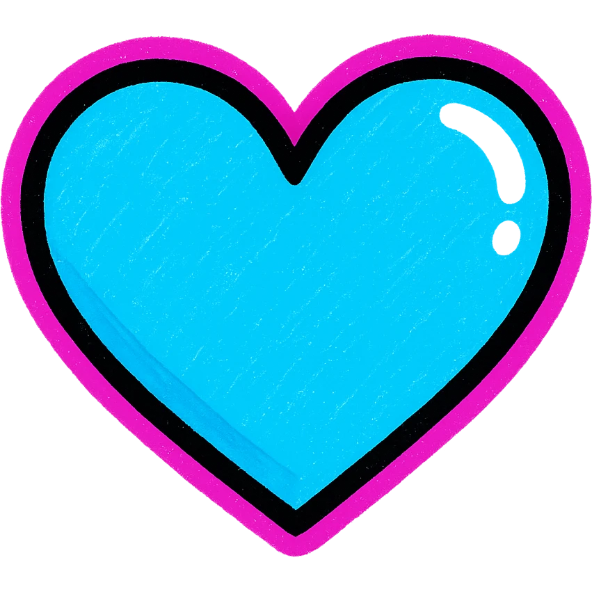 blue heart, glossy and vibrant emoji