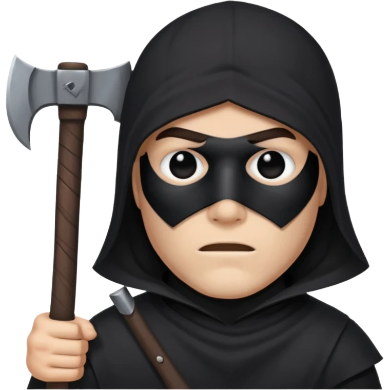 an executioner with a black sheet on his face so we can't see his face but only his eyes and an axe in his hand emoji