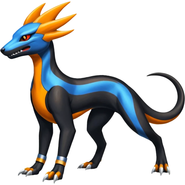 Shiny 4-legged Salandit-Electrike-Amaura-Houndoom-Zeraora-fusion, full body emoji