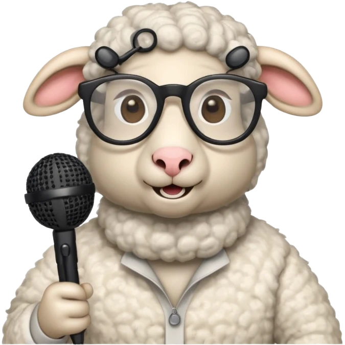 sheep with microphone and glasses emoji