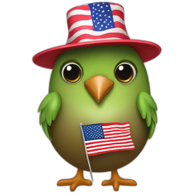 a kiwi wearing an american flag hat emoji