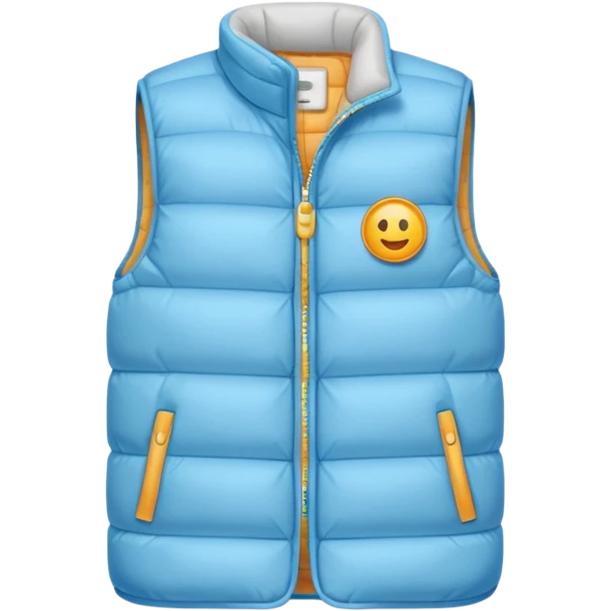 одежда теплый жилет пуховый голубого цвета в стиле айфон emoji