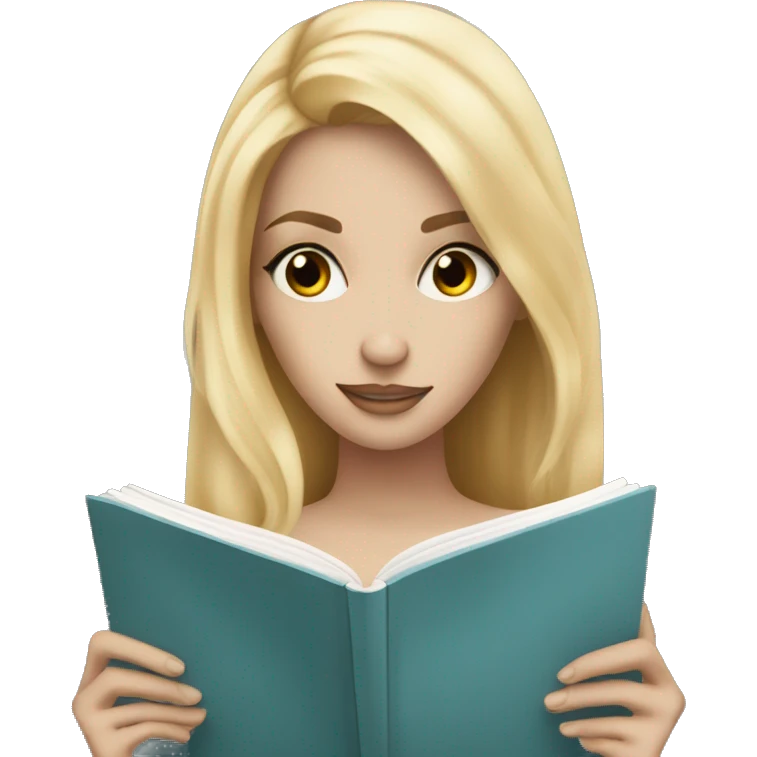 A blonde reading with a shatter me book emoji