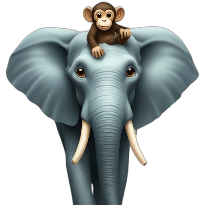 Monkey on elephant emoji