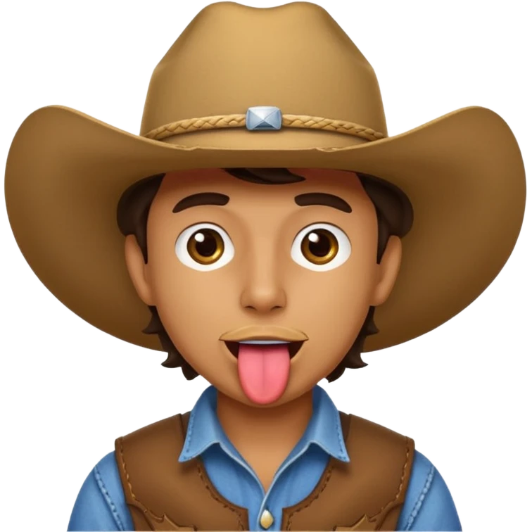 cowboy sticking tongue out emoji