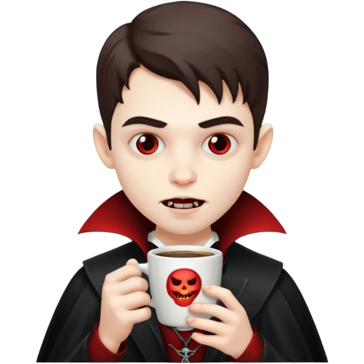 kid vampire drinking coffee emoji