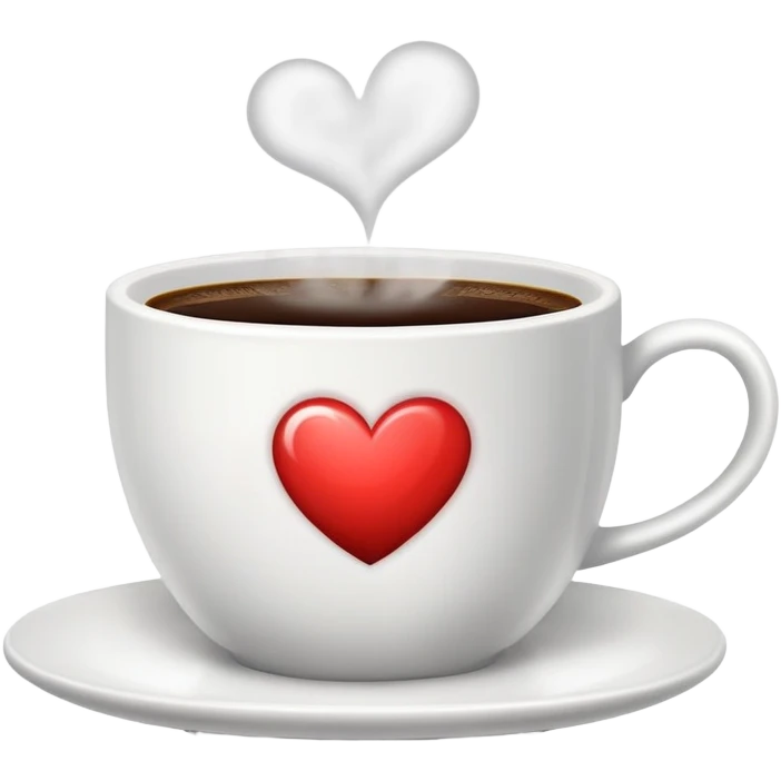 steaming coffee cup with heart-shaped steam emoji