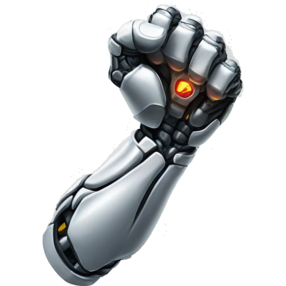 Cyborg arm with shock flexing bicep emoji