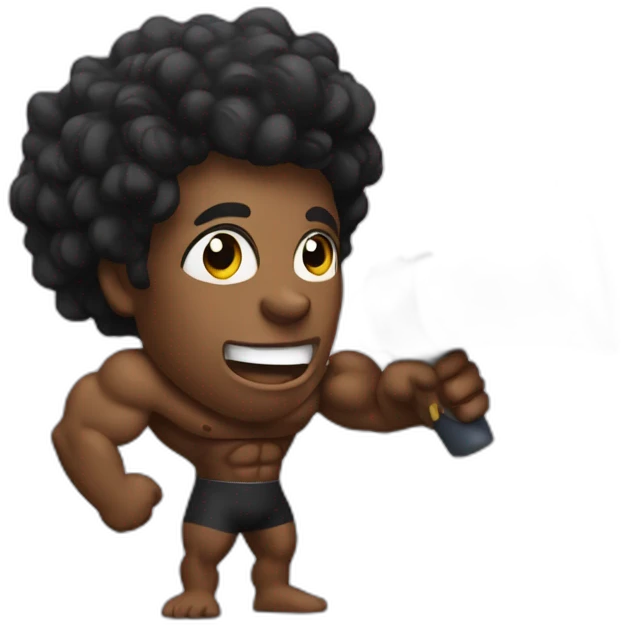 black bodybuilder with megaphone speaking emoji