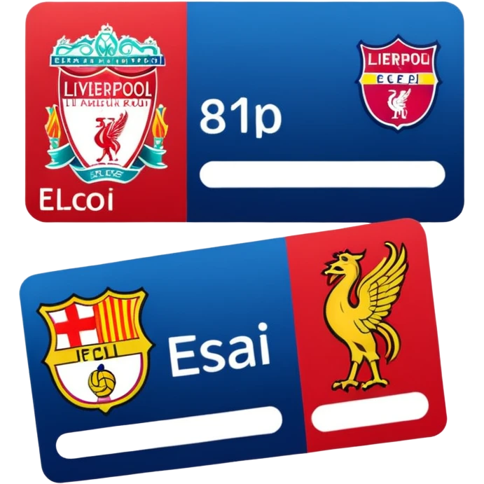 Real, Barcelona and liverpool logos in the shopping card  emoji