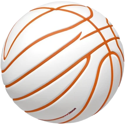 minimalist white Spalding basketball with simple NBA logo, few colorful lines, clean design emoji