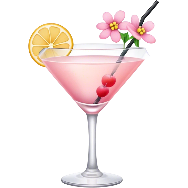 Light pink cocktail with flowers emoji