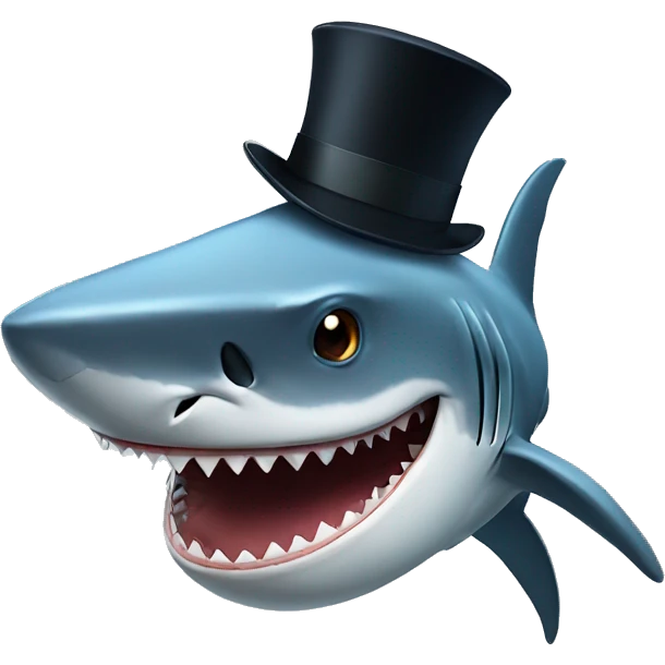 Shark with a top hat emoji