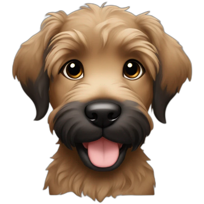 bouvier fawn brown and black puppy face very long hair smiling dark ears emoji