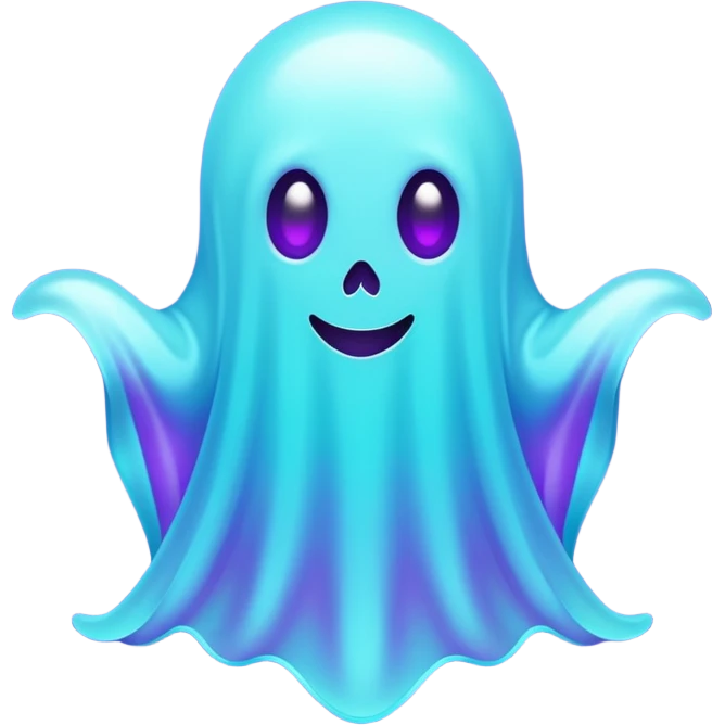 glitter cian and purple ghost no face emoji