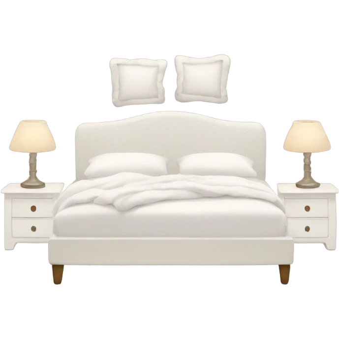 White bed with pillows and blankets, cozy vibe emoji