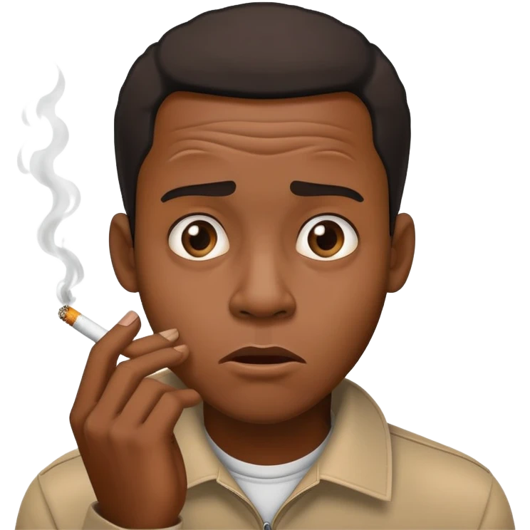 black scaried man with cigarette in hand emoji