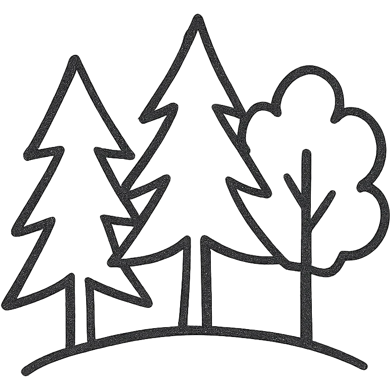 hand-drawn black outline of a forest with simple tree shapes emoji