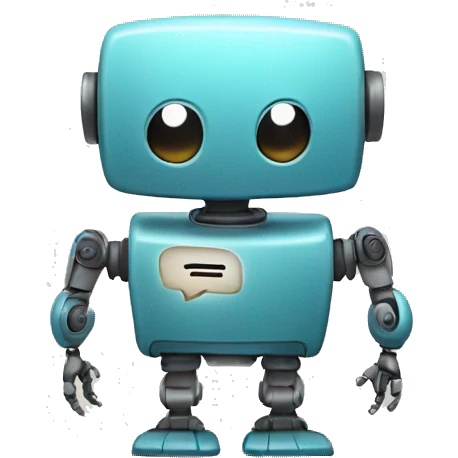 robot with chat speech bubble emoji