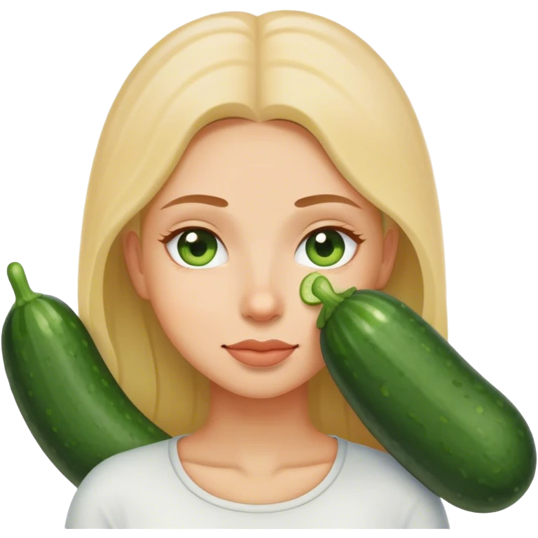 relaxed person with cucumbers in her eyes emoji