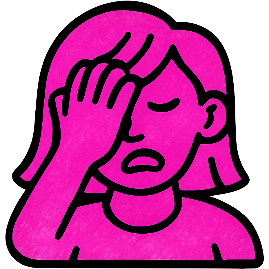 a woman facepalming, icon style, pink color emoji